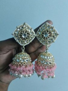 Pink Pearl Maangtika &amp; Earrings Set😍