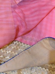 Party Wear Saree With Pink &amp; Golden Combination