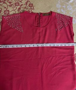 Chic Studded Coral Top for Women