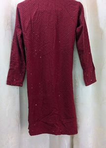 Men's Maroon Kurta with Sequins