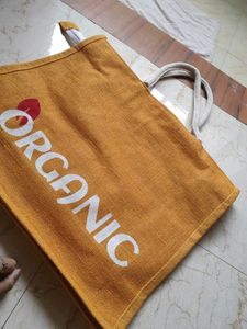 Yellow "Organic" Jute Tote Bag