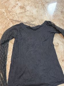Black Lace Sleeve Top
