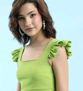 Lime Green Textured Crop Top
