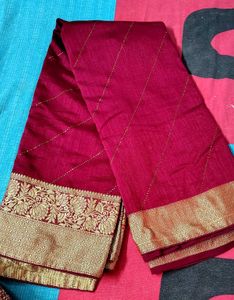 creap silk banarasi weaving saree with stone