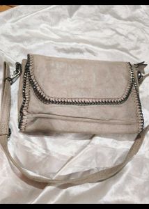 Beige Suede Crossbody Bag