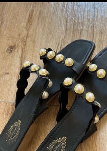 Black Pearl  Flat Sandals- 42 size