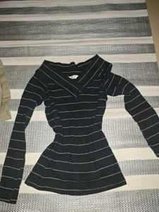 Striped Long Sleeve V-Neck Top