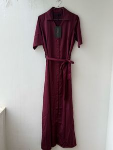 Burgundy Belted Maxi Dress
