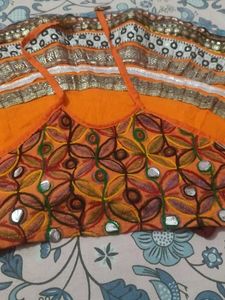 Orange chniya choli Embellished Border for baby gi