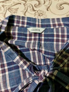 Plaid Button-Up Bow Neck Blouse