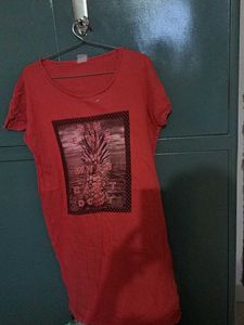 Red Graphic Pineapple T-Shirt