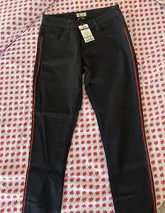 Black Jeans with Red Side Stripe