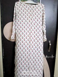 White Kurta with Floral Print
