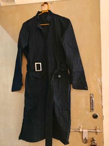 Elegant Black Maxi Trench Coat