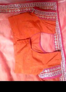 Vibrant Orange Embroidered saree Blouse
