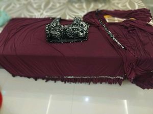 Maroon ready too wear saree