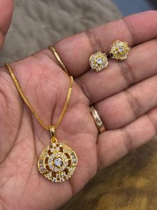 Gold Plated Pendant Set with Earrings