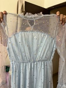 Sparkly Blue Mesh Dress