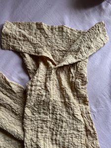 Crinkled Beige Wide Leg Pants