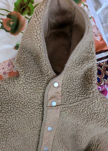 Cozy Beige Hooded Teddy Jacket - Unisex