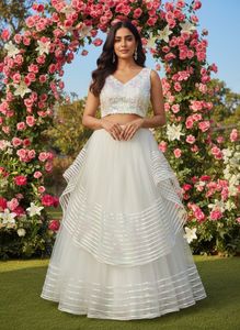 Elegant White Sequined Lehenga Choli Set