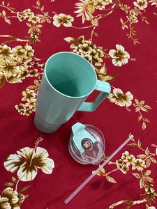 Mint Green Tumbler with Lid and Straw