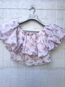 Korean Pinterest Chic Floral Off-Shoulder Top