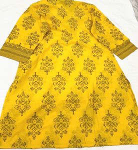 Yellow Printed Kurta