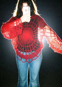 Maroon Crochet Spiderweb Top
