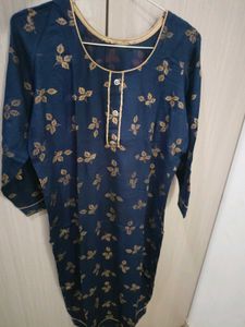 Navy Blue Floral Print straight women's Kurta