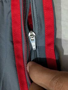 Adidas Grey &amp; Red Striped Track Pants