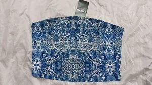 Shein Fitted Strapless Floral Print Crop Tube Top