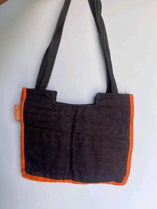 Embroidered Denim Shoulder Bag