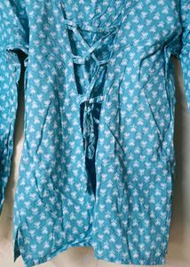 cotton Blue Printed shorts kurta
