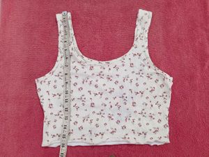 Cute Floral Print Crop Tank Top