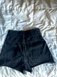 Black High Waisted Denim Shorts