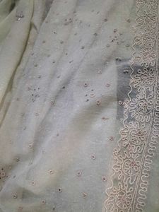 🔥hand work silver saree 💕