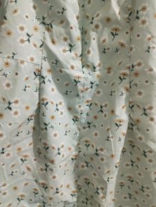 Light Green Floral Puff Sleeve Dress