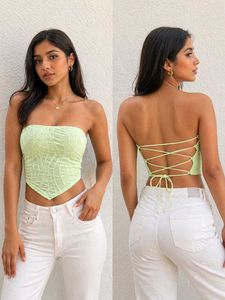 Green Lace Back Tube Top