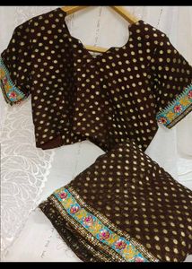 Elegant Brown Polka Dot Saree
