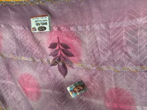 New Beautiful Purple Saree with Pink Motifs
