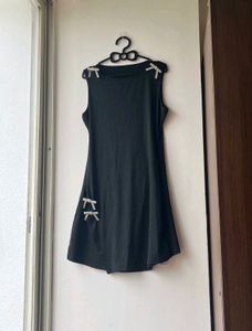 Chic Black Dress with Bow Accents