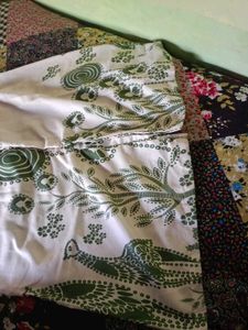White Kurta with Green Print