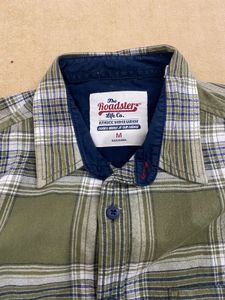Roadster Flannel Olive Green Checkered Shirt
