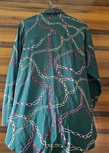 Stylish Green Chain Print Shirt