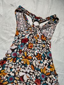 Vintage Floral Print Cowl Neck Tank Top