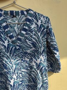 Blue &amp; White Print Top