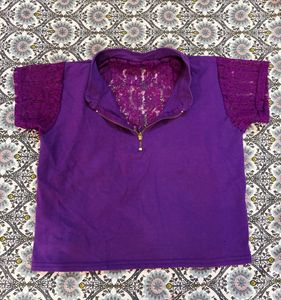 Purple Lace Crop Top