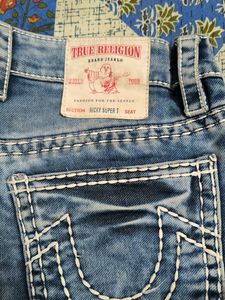 Blue Wash Jeans with White Stitching