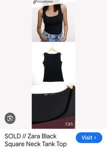 ZARA Sleek Black Square Neck Tank Top